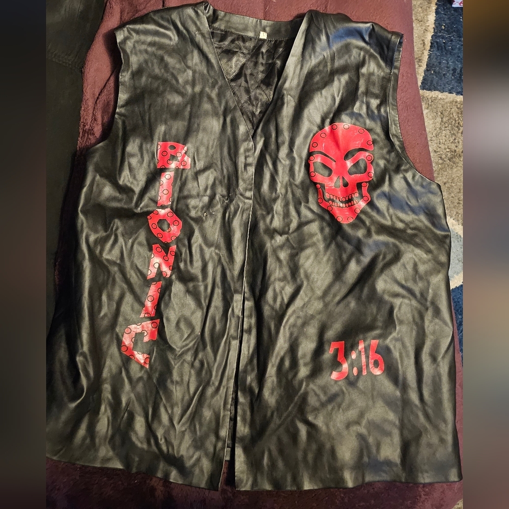Wwe/Wwf Stone Cold Steve Austin "Bionic Redneck" Faux Leather Vest Large